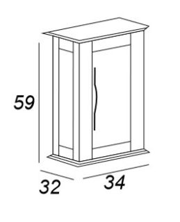 Шкафчик подвесной Cezares с одной распашной дверцей, реверсивный 54962 Blu Petrolio